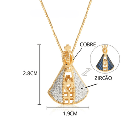 (COMPRE 1 LEVE 2) Colar Nossa Senhora Aparecida - Dupla Face com Manto de Zircônia